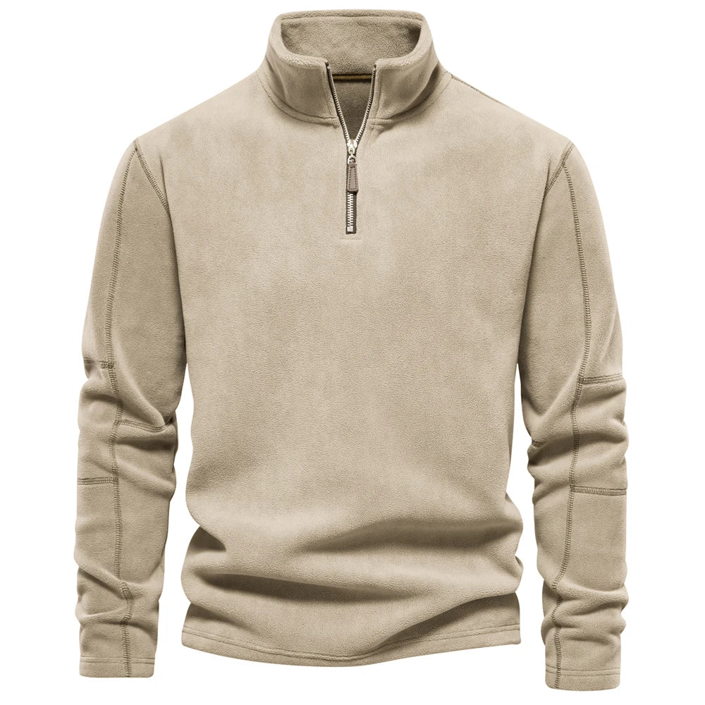 Blusa Fleece Masculina Térmica Com Meio Zíper Gola Alta
