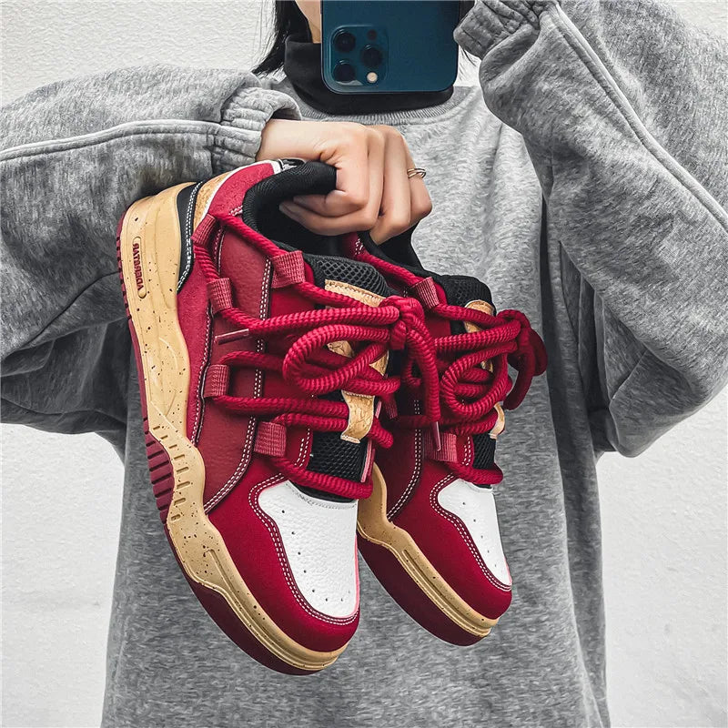 Tênis Masculino Chunky Plataforma Vermelho com Corda