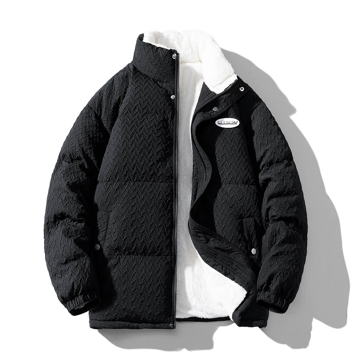 Jaqueta Puffer Masculina Texturizada Com Pelúcia