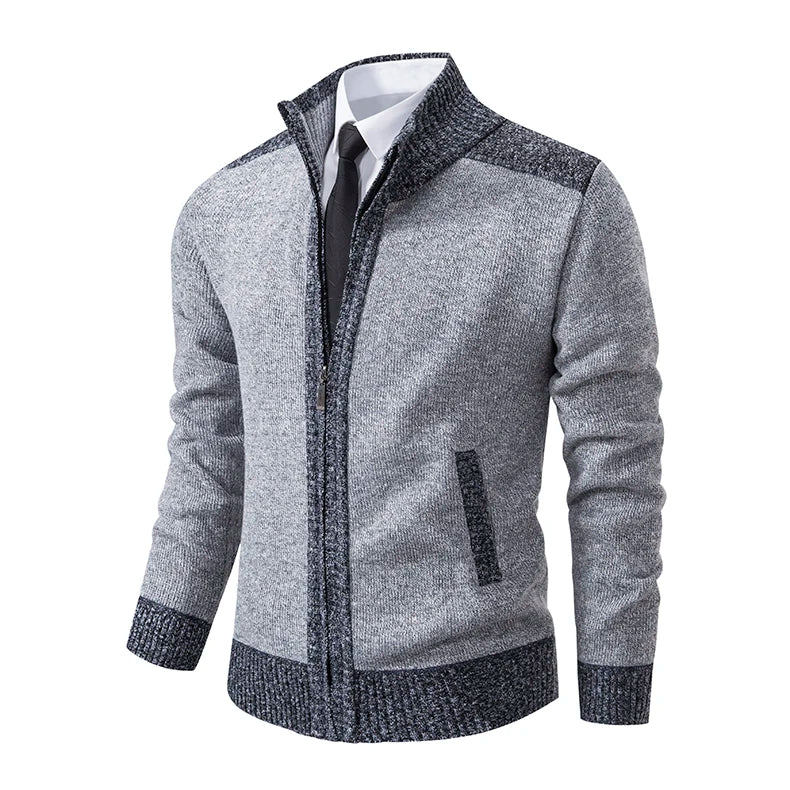 Casaco Cardigan Masculino Tricô Fechamento em Zíper