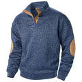 Blusa De Frio Masculina Suéter Com Gola De Botões E Cotoveleira