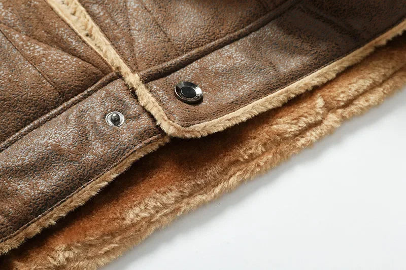 Jaqueta Masculina Camurça Forrada Com Pelúcia Alpaca Gola Polo