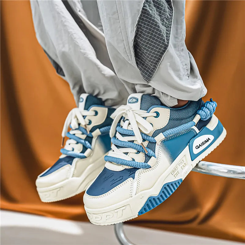 Tênis Masculino Chunky Plataforma Skate com Cadarço de Corda