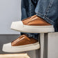 Tênis Slip-On Masculino Casual Plataforma Sola Alta Tratorada Couro Block