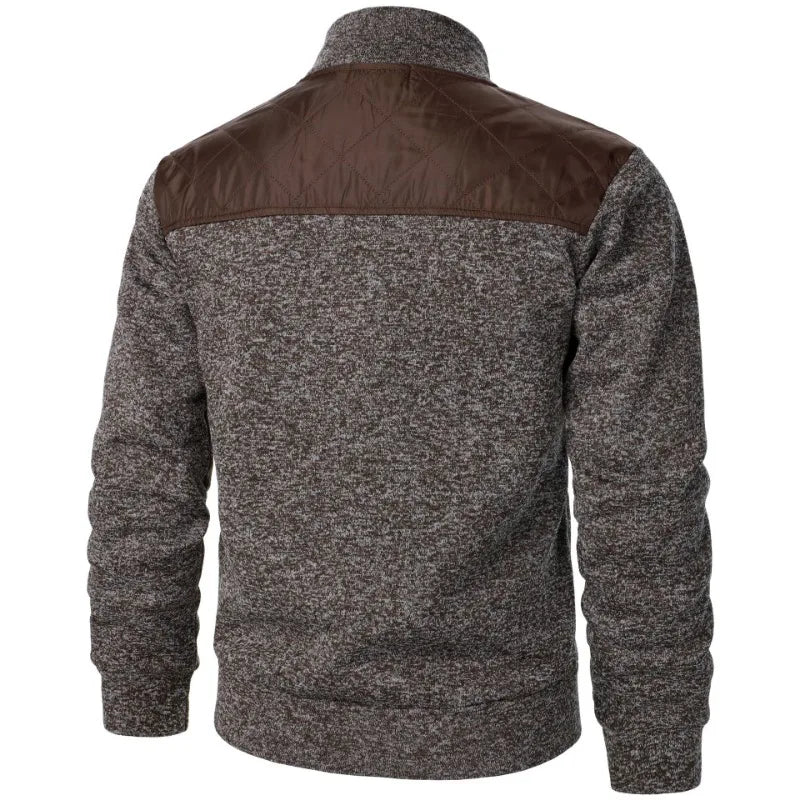 Jaqueta Masculina Fleece Mesclado com Recorte nos Ombros