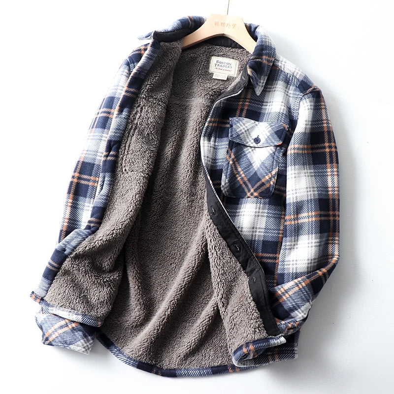 Jaqueta Camisa Masculina Flanela Xadrez Forrada Lã Sherpa
