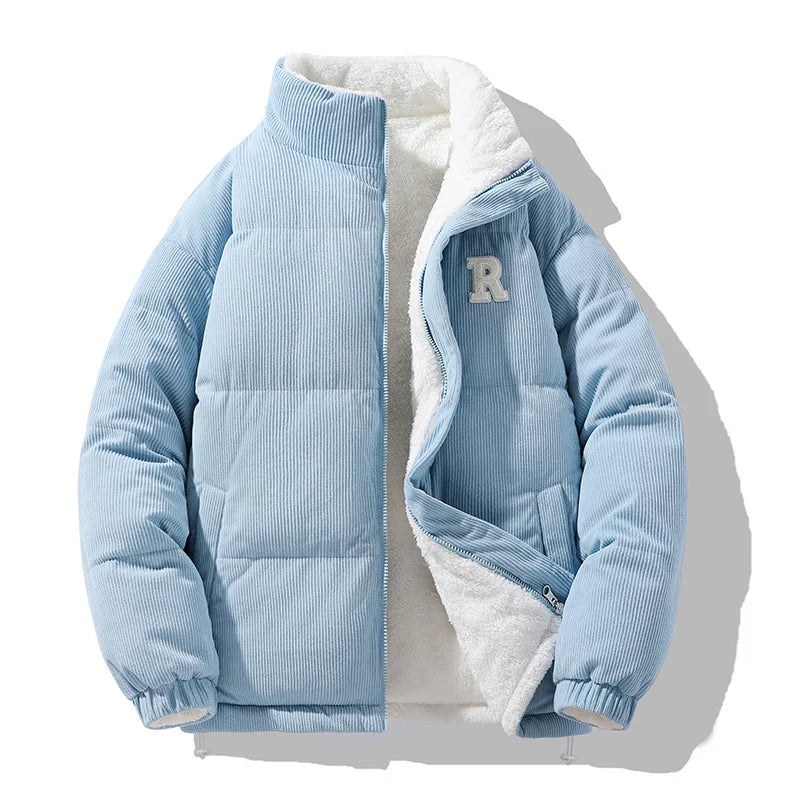 Jaqueta Masculina Veludo Coplado Puffer Forrada com Pelúcia
