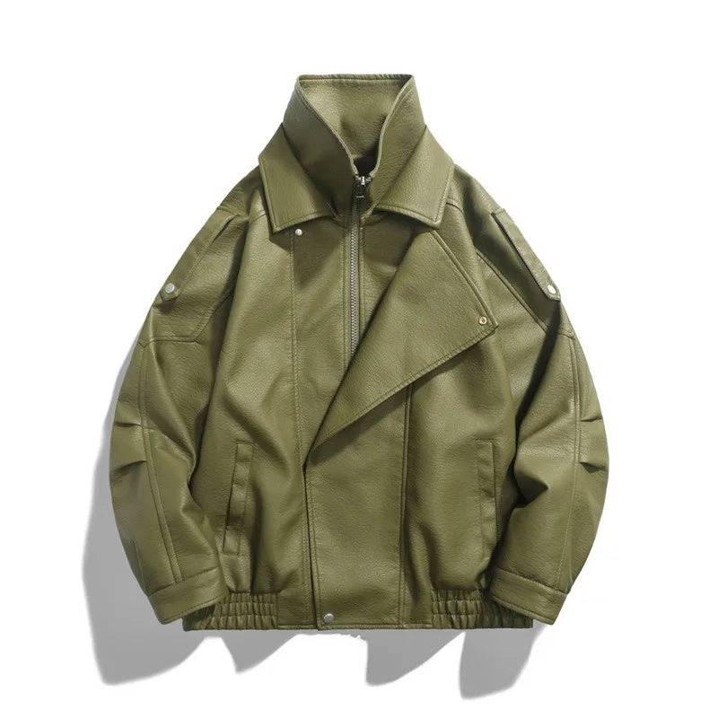 Jaqueta de Couro Oversized Masculina Streetwear