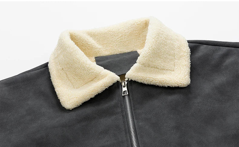 Jaqueta Aviador Masculina Suede Forrada Pelúcia Sherpa Inverno