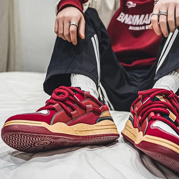 Tênis Masculino Chunky Plataforma Vermelho com Corda