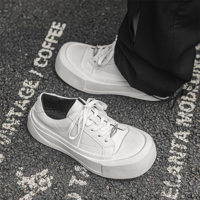 Tênis Skate Masculino Plataforma Couro Sola Alta Rebel