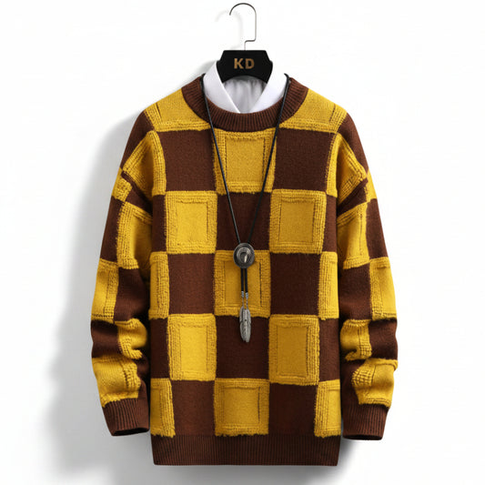Suéter Xadrez Pull Homme 2023