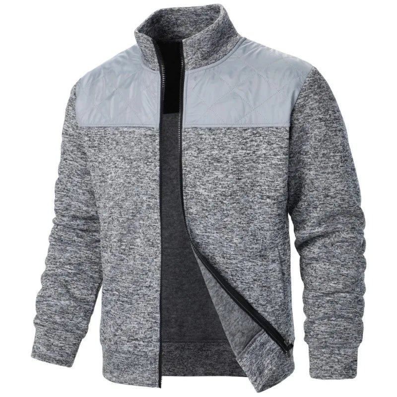 Jaqueta Masculina Fleece Mesclado com Recorte nos Ombros