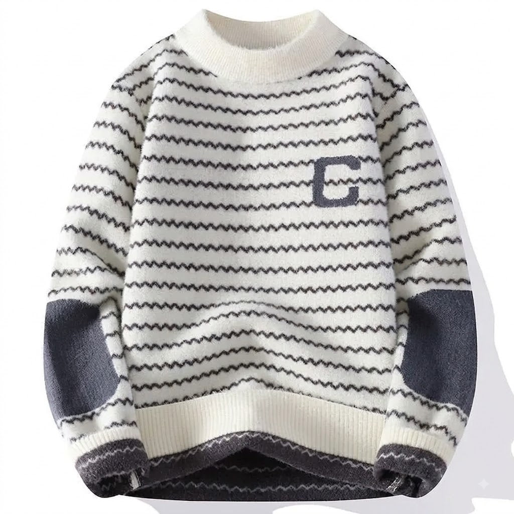 Blusa de Frio Masculina Tricô Grossa Listrada
