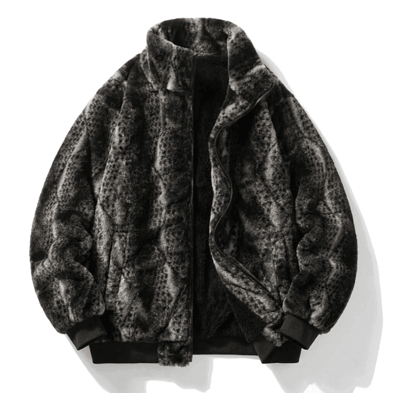 Jaqueta Masculina de Pelúcia Oversized Gola Alta