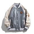 Jaqueta Varsity Masculina de Couro Sintético Bomber