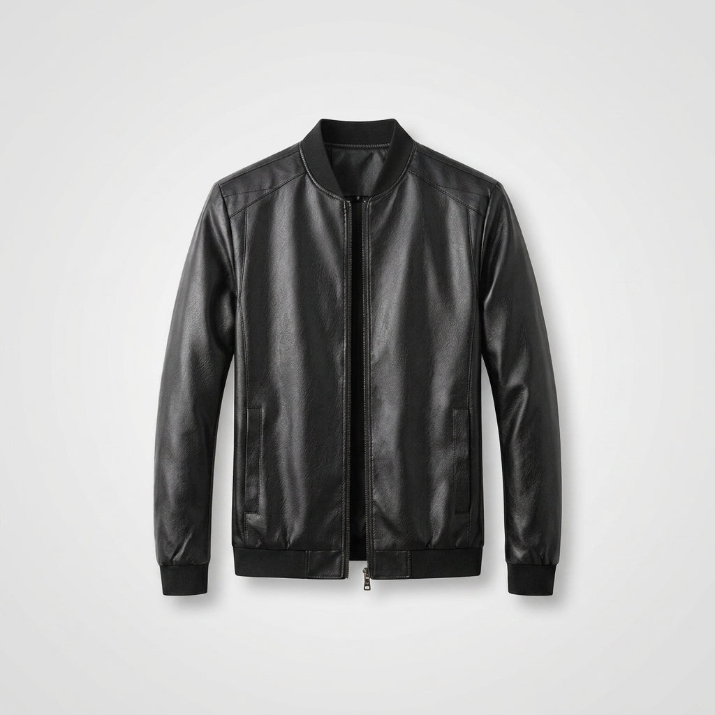 Jaqueta Slim de Couro Estilo Motoqueiro