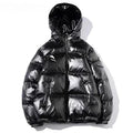 Jaqueta Puffer Masculina Brilhante com Capuz