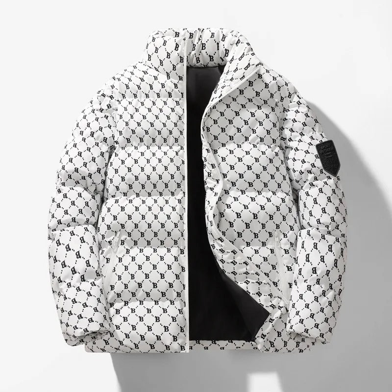 Jaqueta Puffer Masculina Acolchoada Estampa Monograma Premium