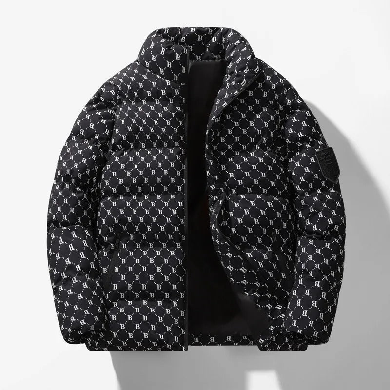 Jaqueta Puffer Masculina Acolchoada Estampa Monograma Premium