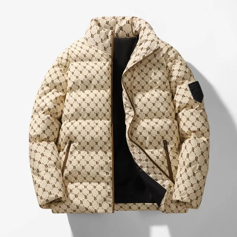 Jaqueta Puffer Masculina Acolchoada Estampa Monograma Premium