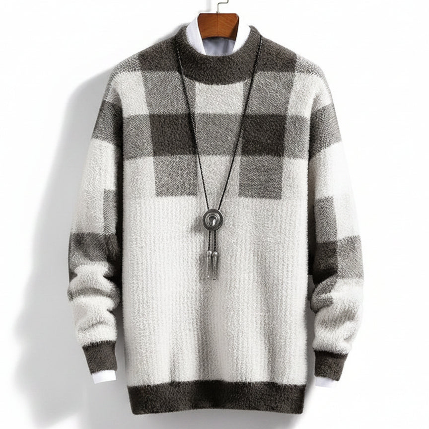 Suéter masculino de lã gola alta moda Inverno