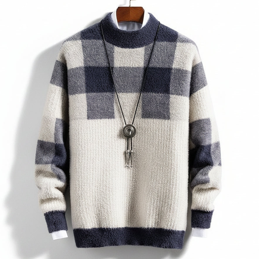Suéter masculino de lã gola alta moda Inverno