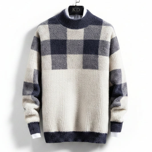 Suéter masculino de lã gola alta moda Inverno