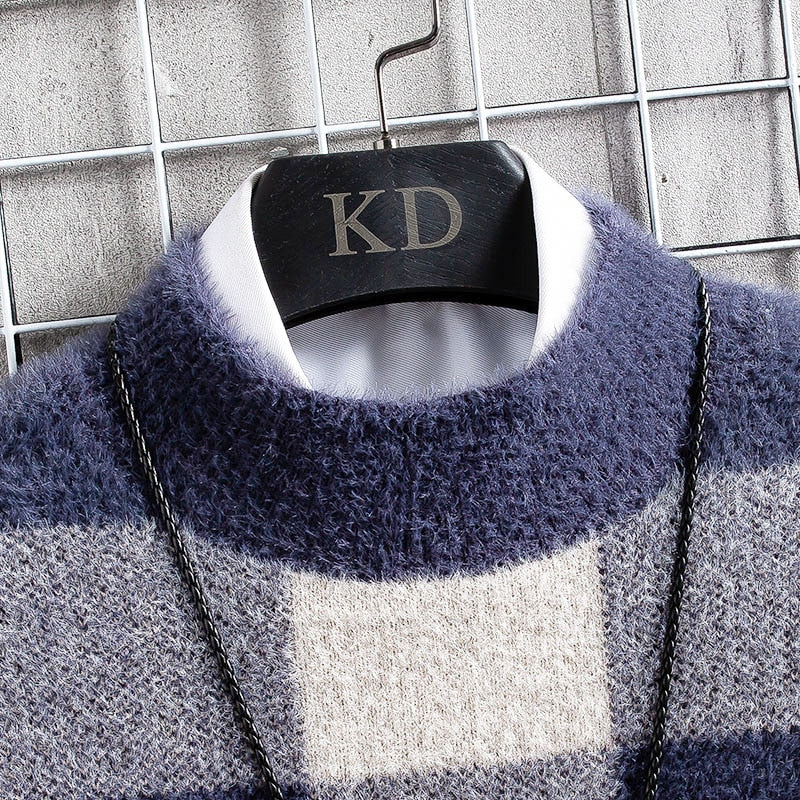 Suéter masculino de lã gola alta moda Inverno