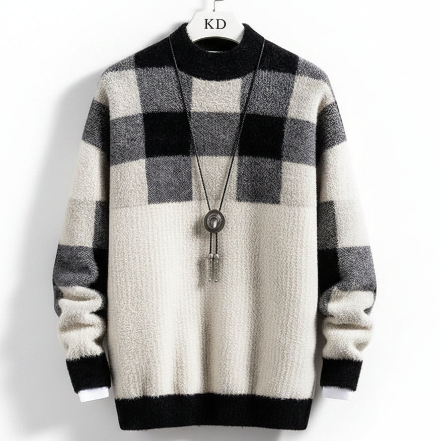 Suéter masculino de lã gola alta moda Inverno