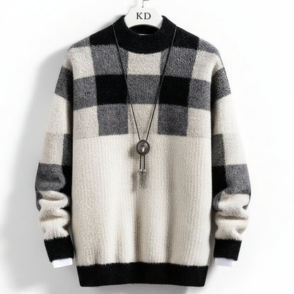 Suéter masculino de lã gola alta moda Inverno