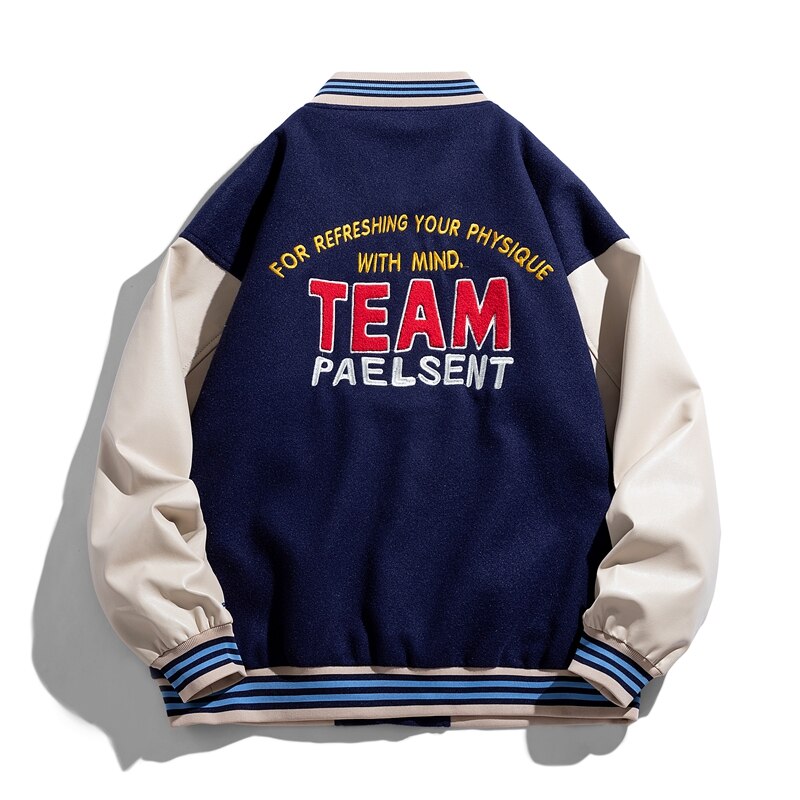 Jaqueta Casual Masculina Estilo Vintage Baseball Bordado