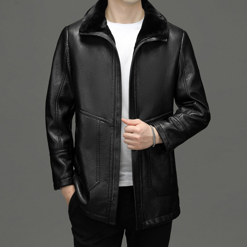 Jaqueta de Couro de Slim windproof
