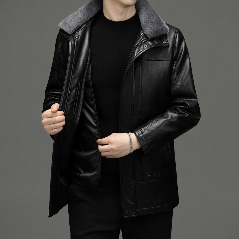 Jaqueta de Couro de Slim wool