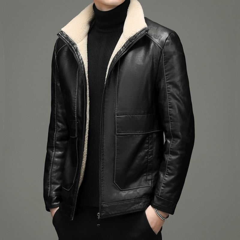Jaqueta de Couro Slim casual