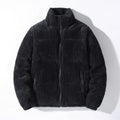 Jaqueta Puffer Masculina em Veludo Cotelê Gola Alta