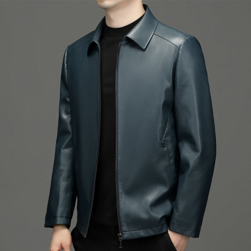 Jaqueta de Couro de Slim Bomber