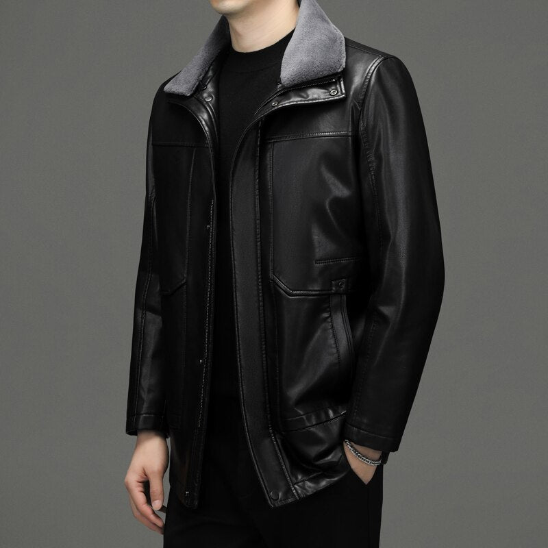 Jaqueta de Couro de Slim wool