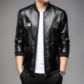 Jaqueta Masculina de Couro PU Bomber Gola Ribana