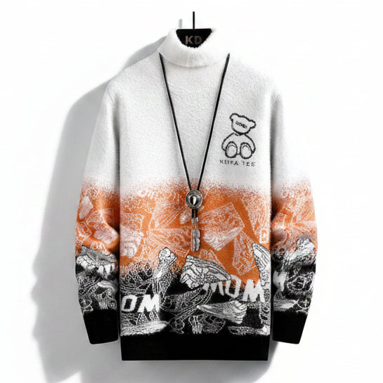 Suéter gola alta urso fashion