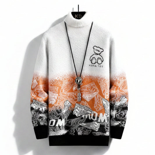 Suéter gola alta urso fashion