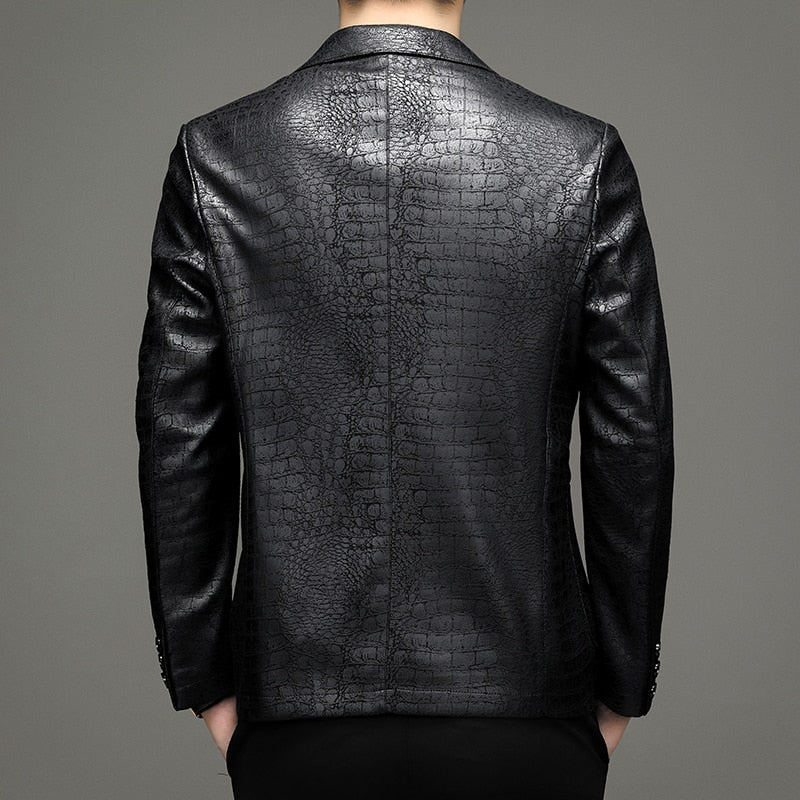 Jaqueta Blazer de Couro de Slim leather
