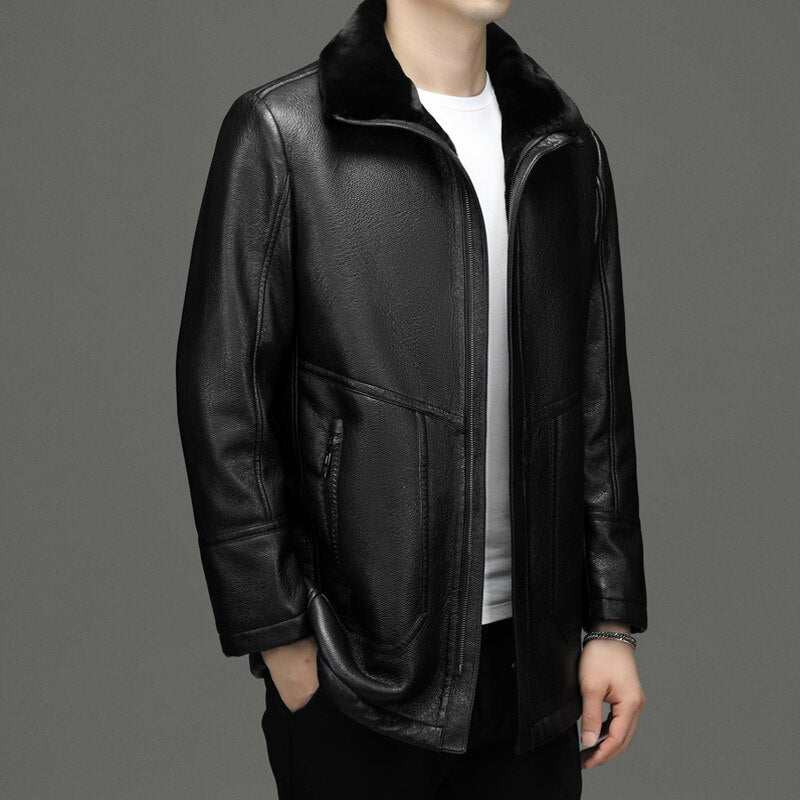 Jaqueta de Couro de Slim windproof
