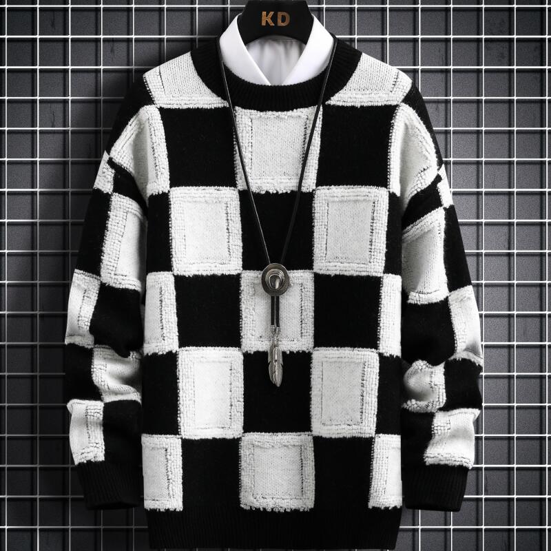 Suéter Xadrez Pull Homme 2023