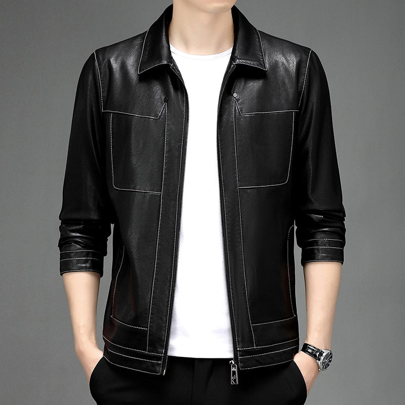 Jaqueta de Couro Slim casual Nubek