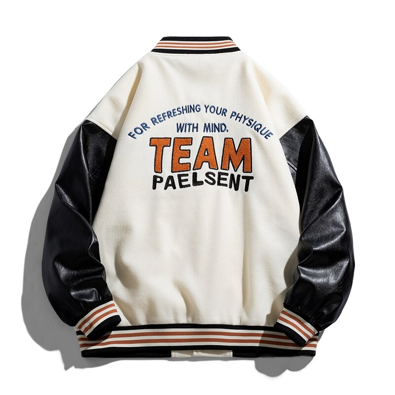 Jaqueta Casual Masculina Estilo Vintage Baseball Bordado