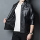 Jaqueta de Couro de Slim biker