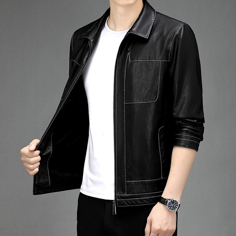 Jaqueta de Couro Slim casual Nubek