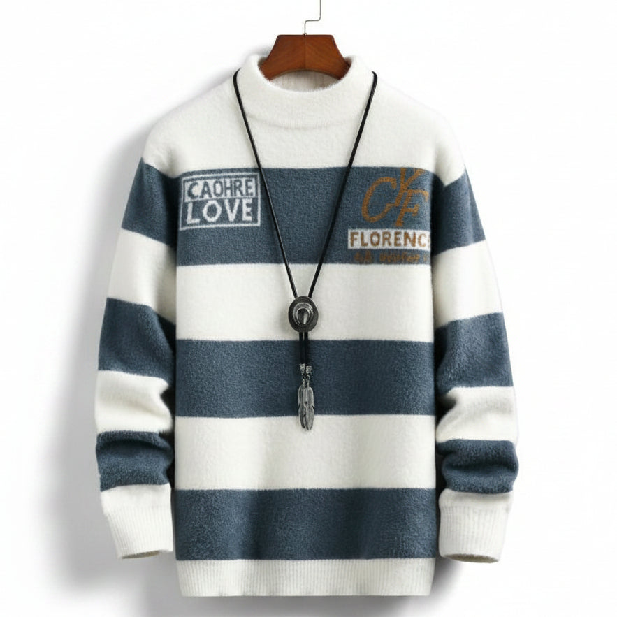 Suéter Gola alta Casual listrado