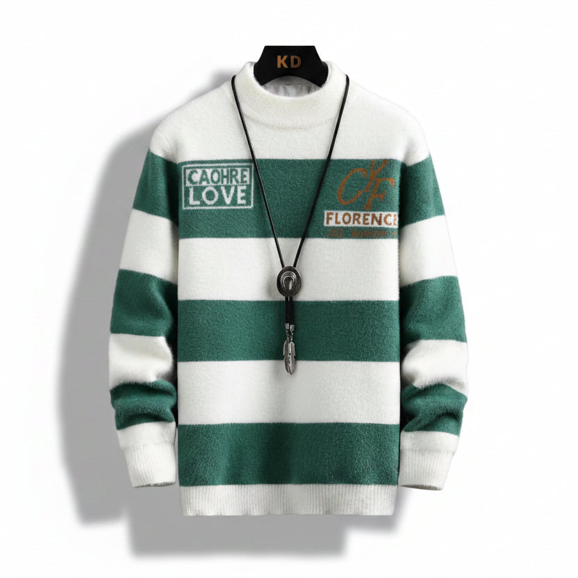 Suéter Gola alta Casual listrado